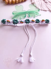Image 1 of RTS Lucky Boho Babe Stevie Headband- White-Green-White
