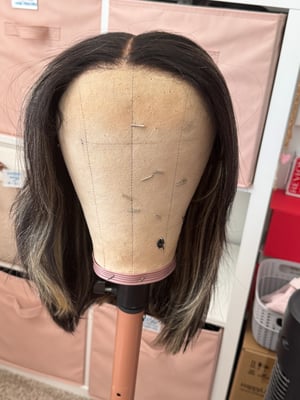 Image of ASHIMARY LAYERED CHUNKY HIGHLIGHTED YAKI STRAIGHT WIG -HUMAN HAIR 