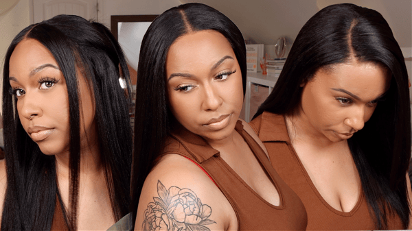 Image of KLAIYI HAIR GLUELESS YAKI STRAIGHT PRE CUT LACE WIG