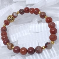 Image 4 of Red Jasper Bracelet w/Gold Accents