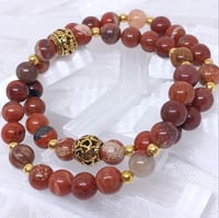 Image 1 of Red Jasper Bracelet w/Gold Accents