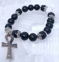 Image 1 of Matte Black Onyx & Howlite Bracelet
