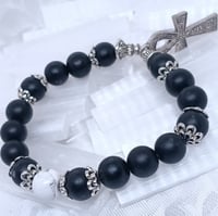 Image 2 of Matte Black Onyx & Howlite Bracelet