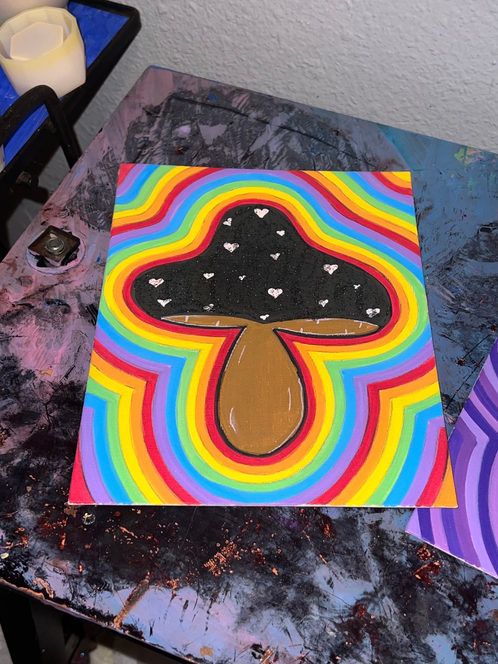 Image of Rainbow mushroom painting 