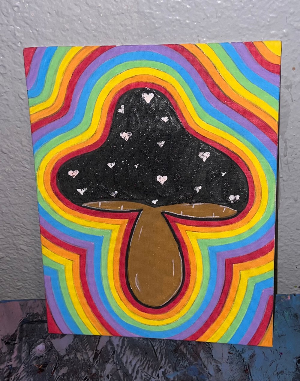 Image of Rainbow mushroom painting 