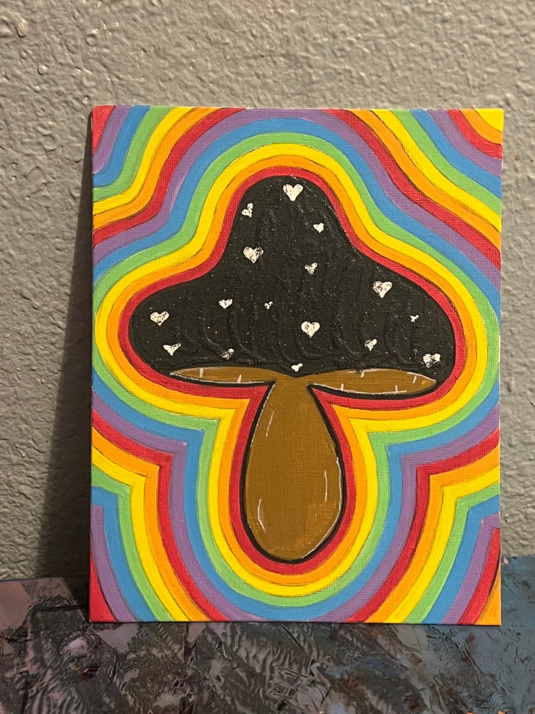 Image of Rainbow mushroom painting 