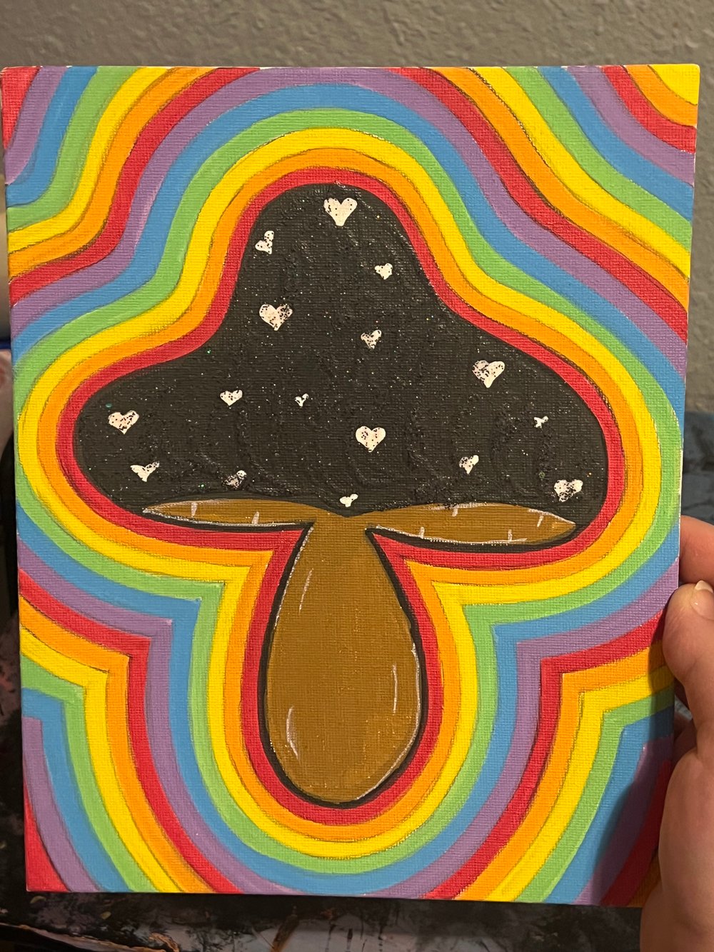 Image of Rainbow mushroom painting 