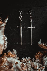 Image 1 of simple sword earrings