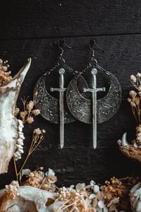 Image 1 of swords and moons earring