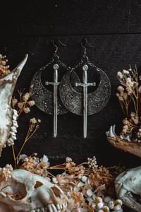 Image 2 of swords and moons earring