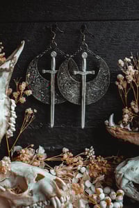 Image 3 of swords and moons earring