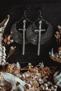 Image 4 of swords and moons earring
