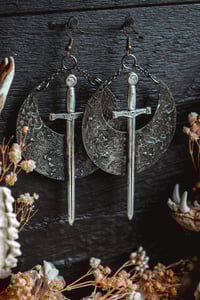 Image 5 of swords and moons earring