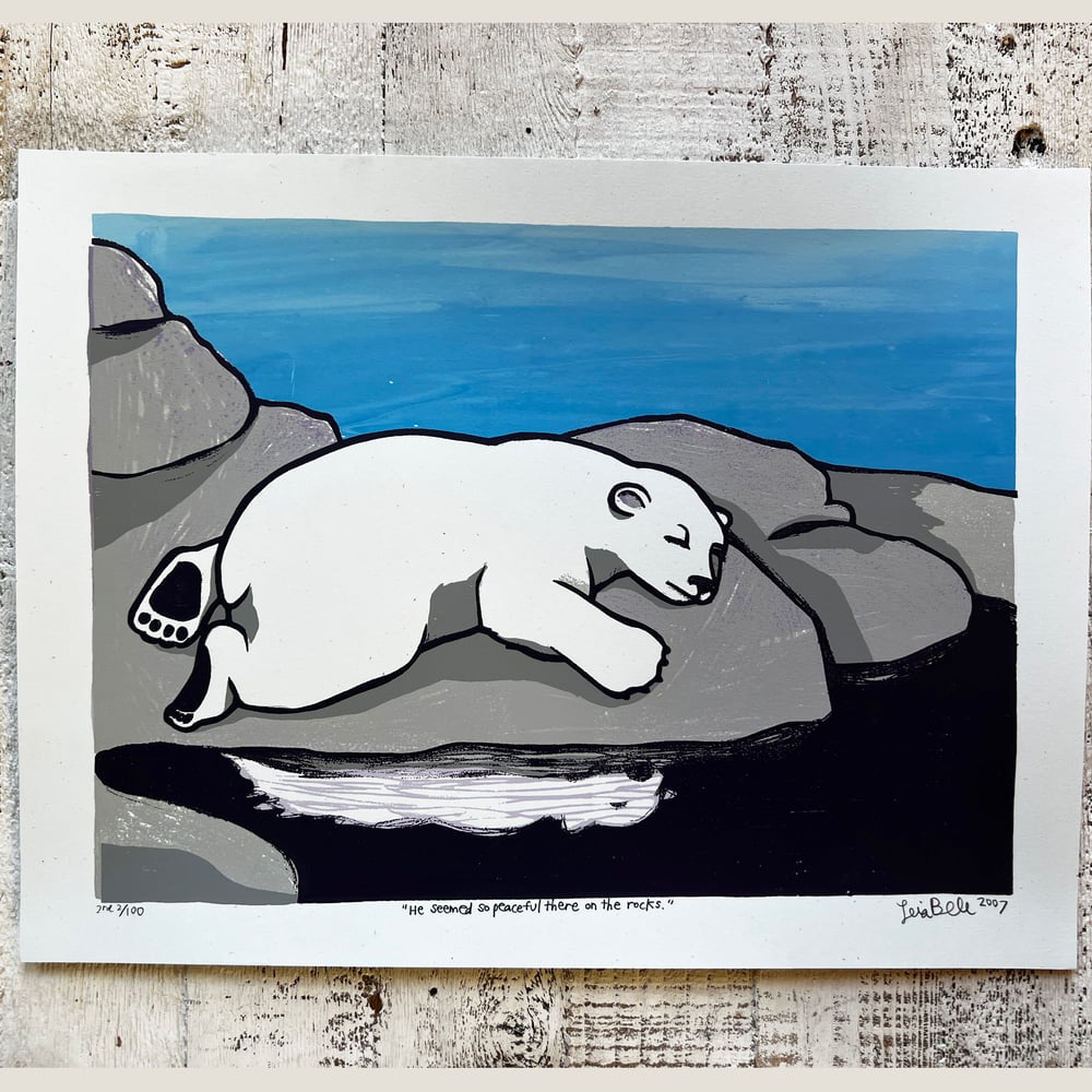 Image of POLAR BEAR ON THE ROCKS ART PRINT