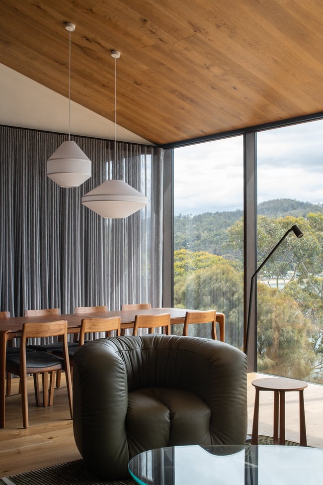 ROSE DINING CHAIR IN AMERICAN WALNUT WITH AN UPHOLSTERED LEATHER SEAT