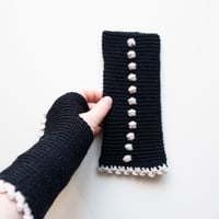 Image 2 of Wrist Worms, Black w off-white dots