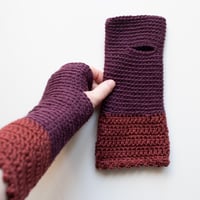 Image 1 of Wrist Worms, Wool, Grape & Maroon