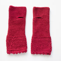 Image 2 of Wrist Worms, Wool & Alpaca, Raspberry - M/L