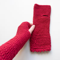 Image 1 of Wrist Worms, Wool & Alpaca, Raspberry - M/L