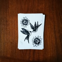A5 Swallows Linocut Print