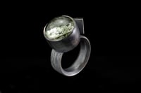 Image 4 of Green lodolite quartz  ring with cube in sterling silver