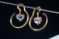 Image 1 of Druzy Agate Hangers - Heart Hangers for Stretched Ears - Stainless Steel 316L - 4mm - Gold
