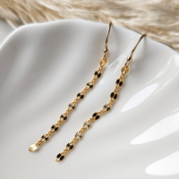 Image 1 of Gold filled 'starburst' chain drop earrings