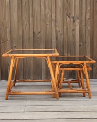Image 2 of Tables gigognes en rotin et verre