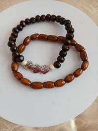 Image 3 of  Leather Wooden Bead Love Bracelet Set Unisex