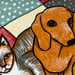 Image of DACHSHUND AND CAT ON A QUILT ART PRINT