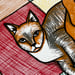 Image of DACHSHUND AND CAT ON A QUILT ART PRINT