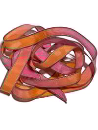 Image 2 of 1PC. TROPICAL BURST 42" Hand Dyed Finished Edge Silk Wrist Wrap Bracelet/Jewelry/Craft Ribbons