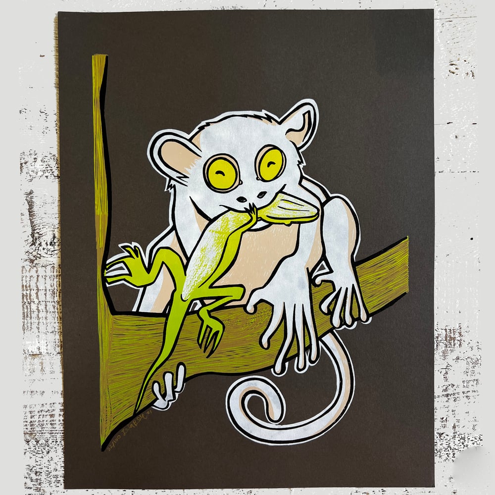 Image of TARSIER WITH A LIZARD ART PRINT