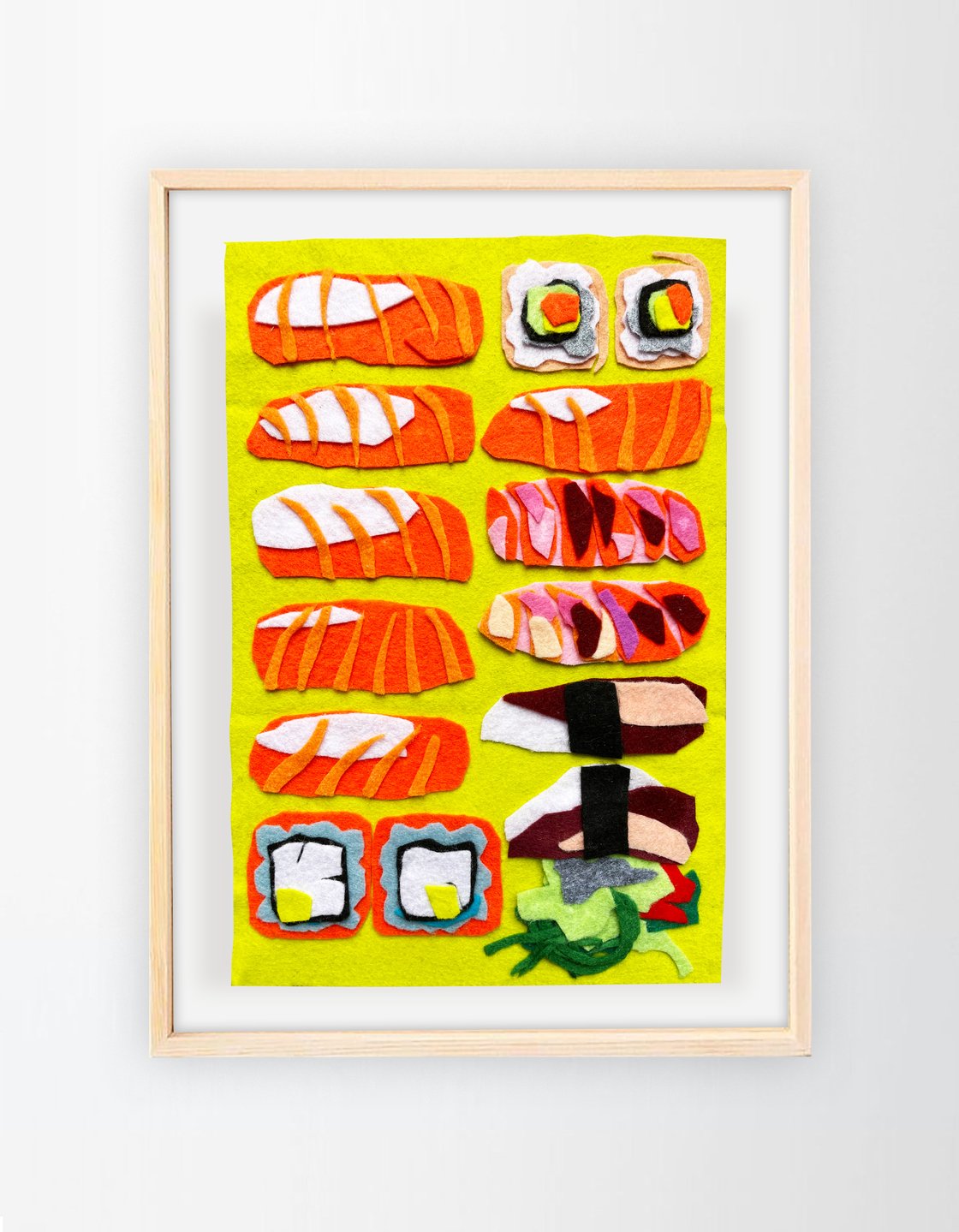 Image of Felt collage 'Sushi'