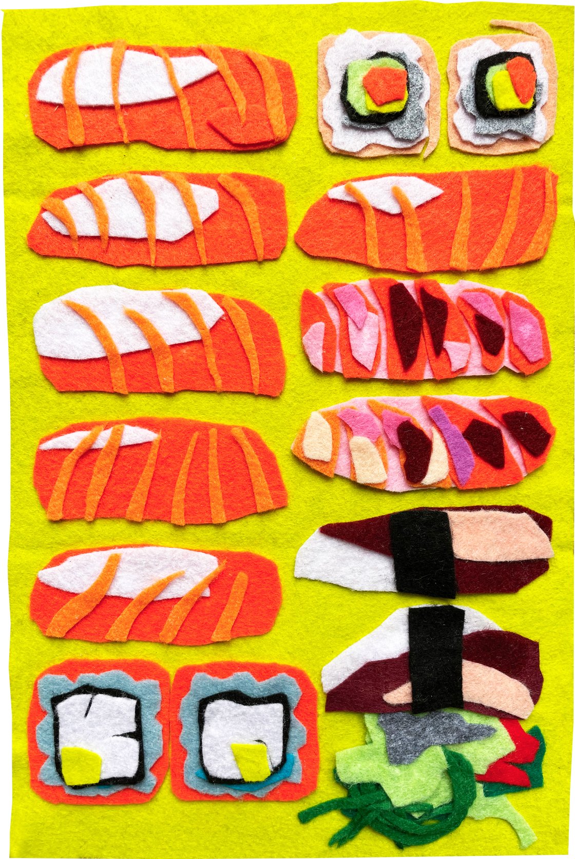 Image of Felt collage 'Sushi'