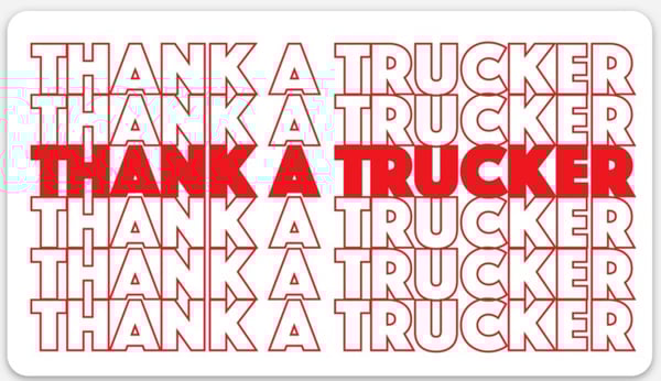 Image of Thank A Trucker sticker 5" x 2.83"