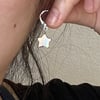 clear glass star silver huggie hoop earrings