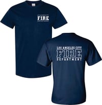 Navy blue short sleeve tee (no pocket) LAFD print