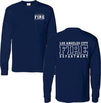 Navy Blue Long sleeve T-shirt with Pocket - LAFD print