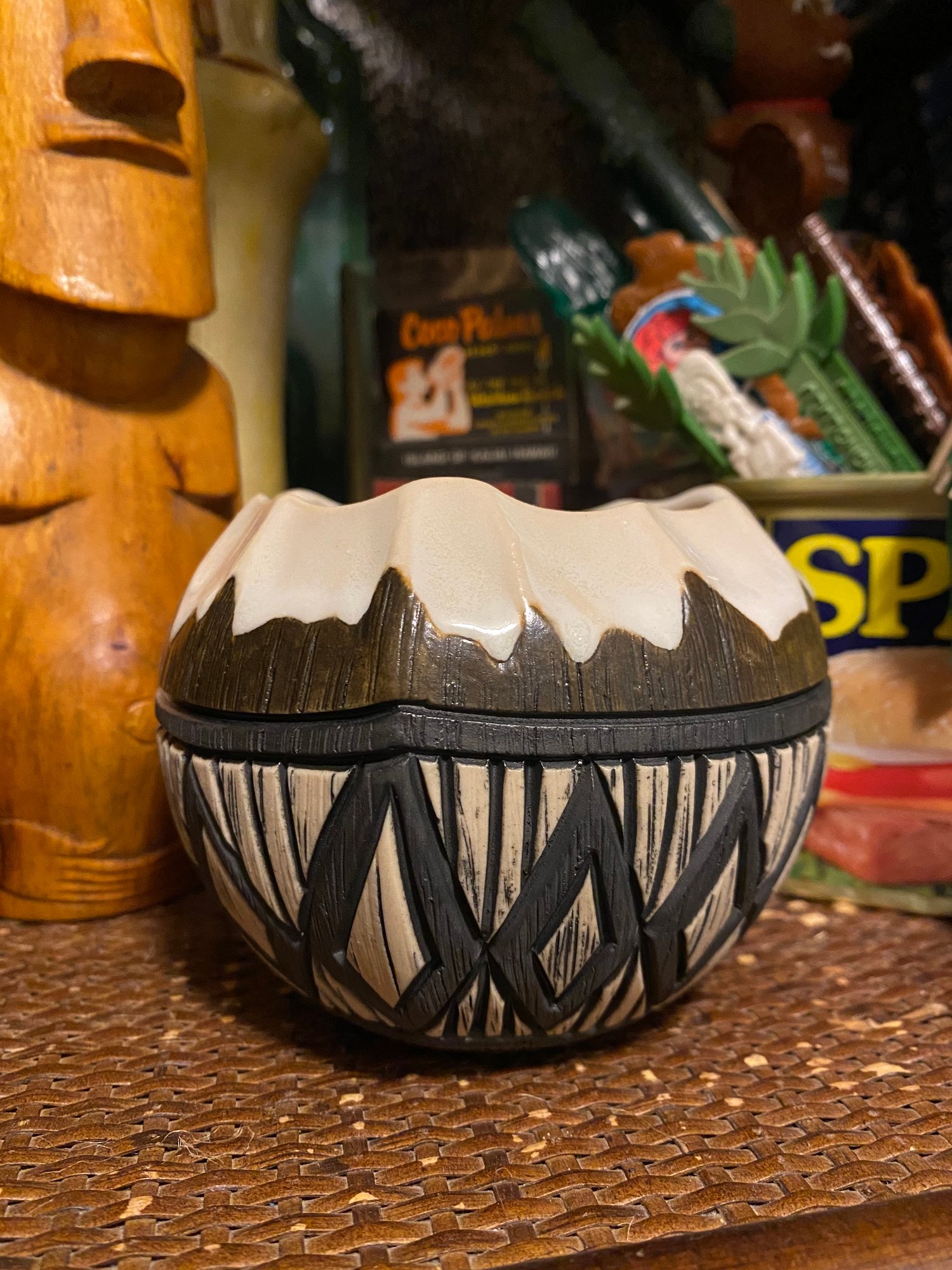 Image of 12oz Fijian Tapa Inspired Coconut Mug (c) - US Shipping Included 