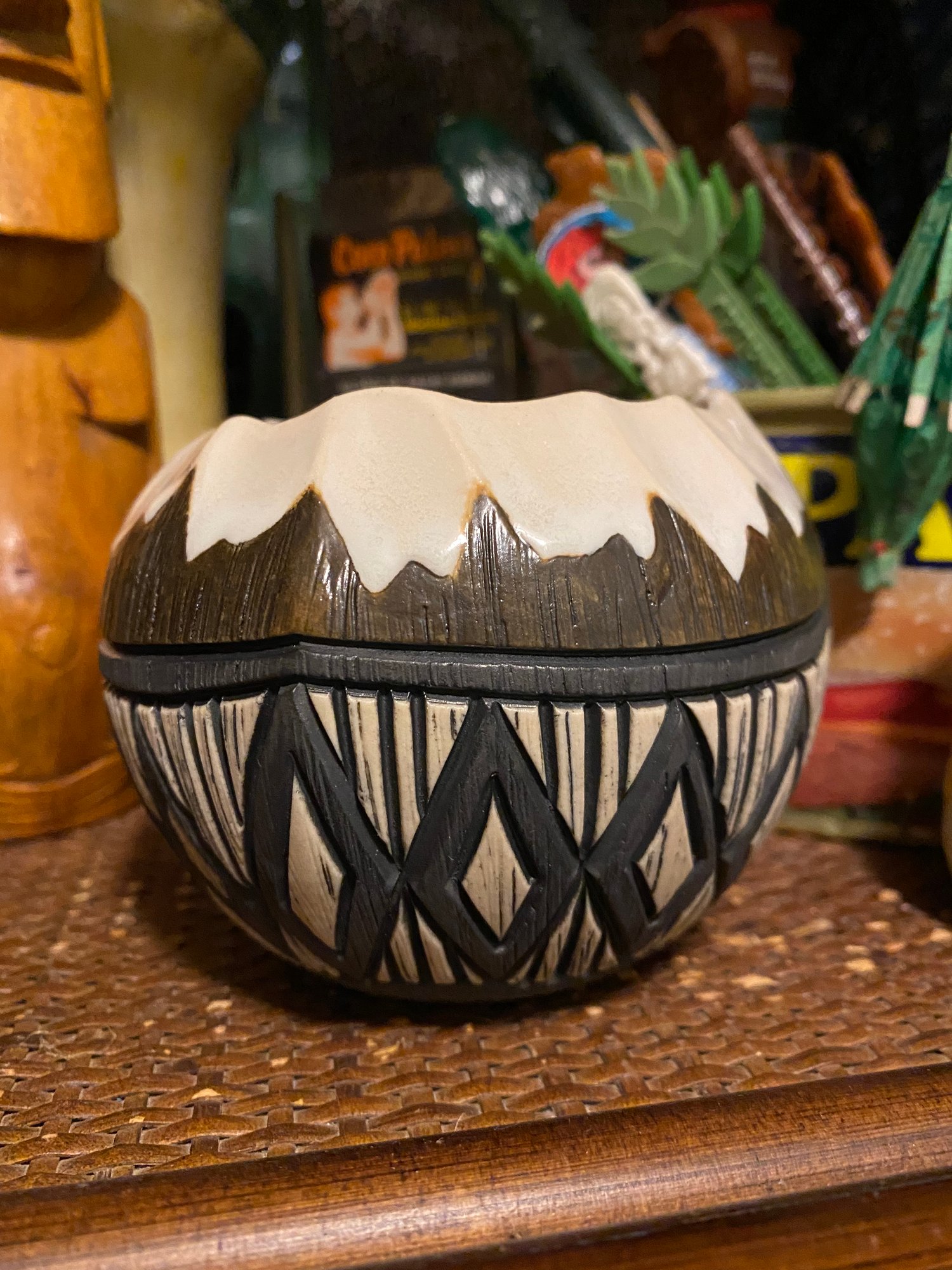 Image of 12oz Fijian Tapa Inspired Coconut Mug (c) - US Shipping Included 