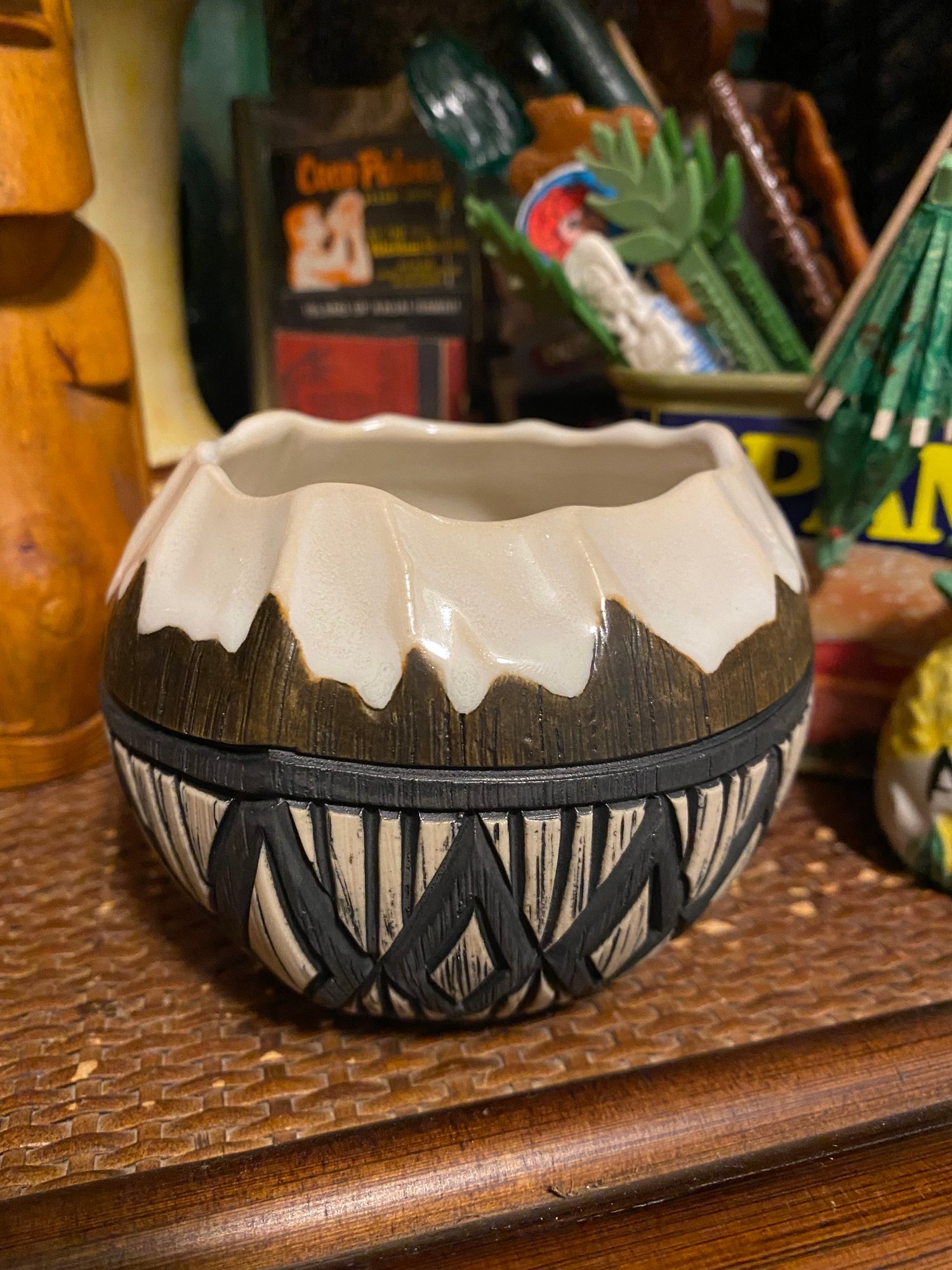 Image of 12oz Fijian Tapa Inspired Coconut Mug (c) - US Shipping Included 