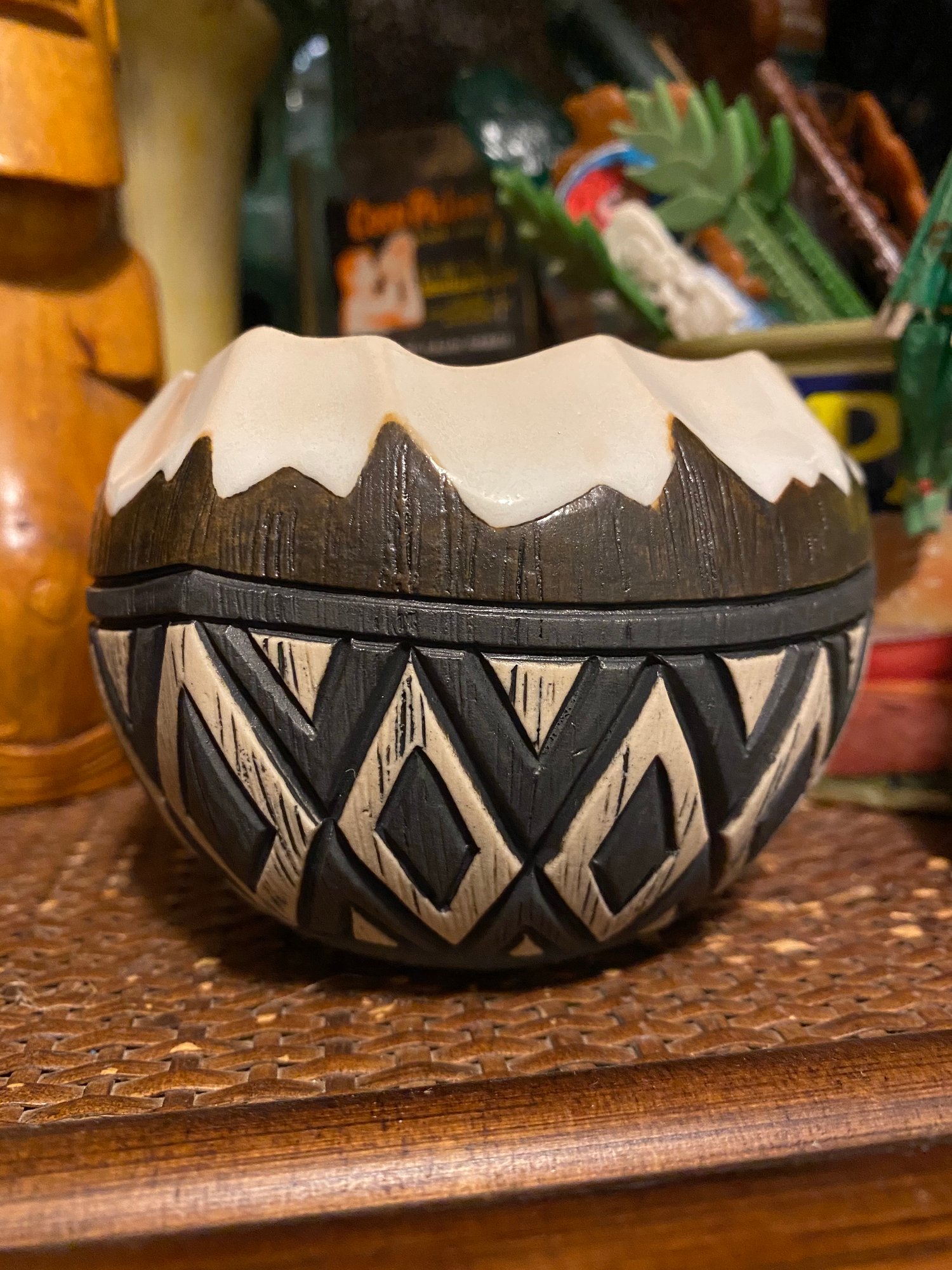 Image of 12oz Fijian Tapa Inspired Coconut Mug (e) - US Shipping Included 