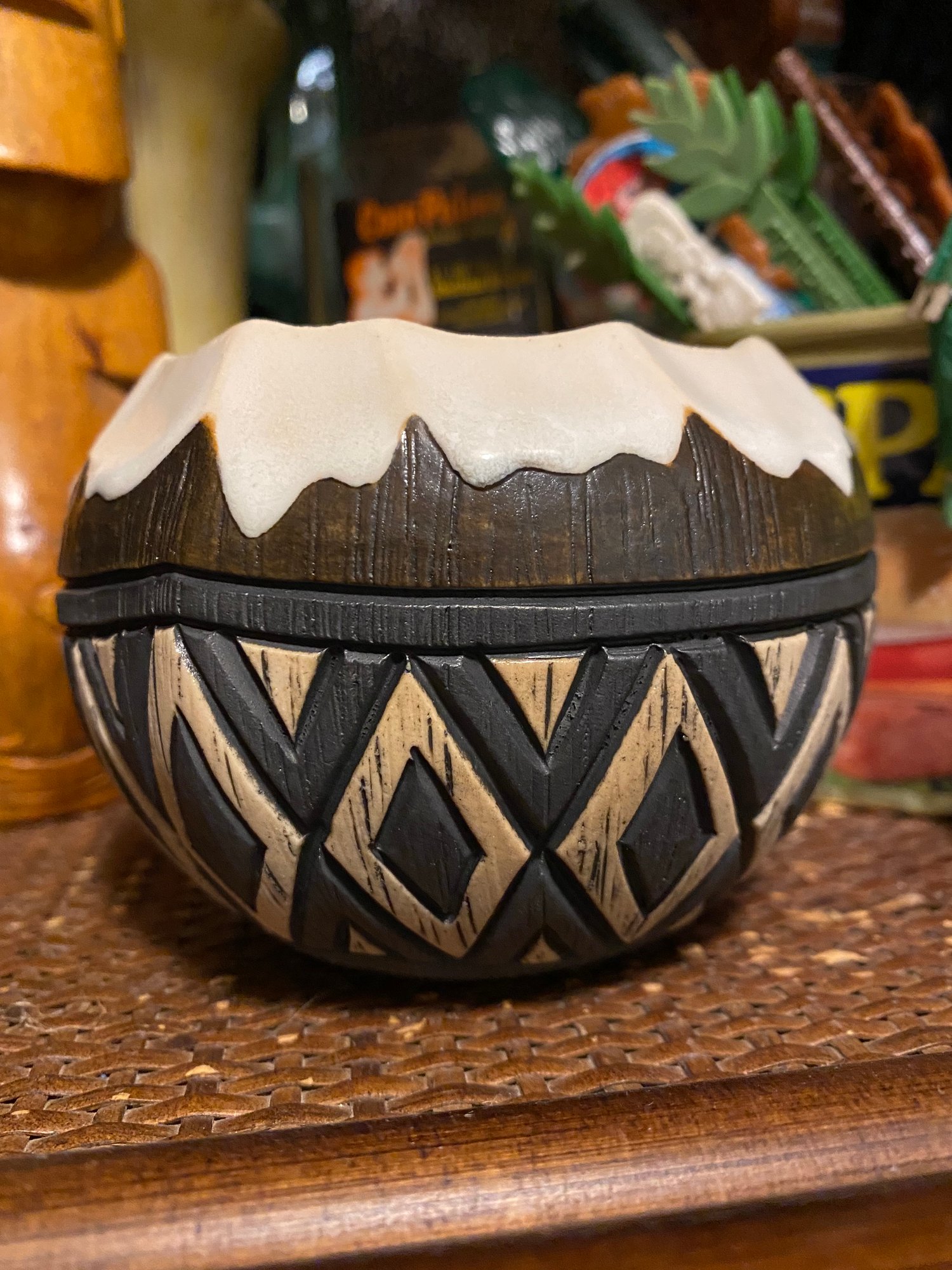 Image of 12oz Fijian Tapa Inspired Coconut Mug (e) - US Shipping Included 