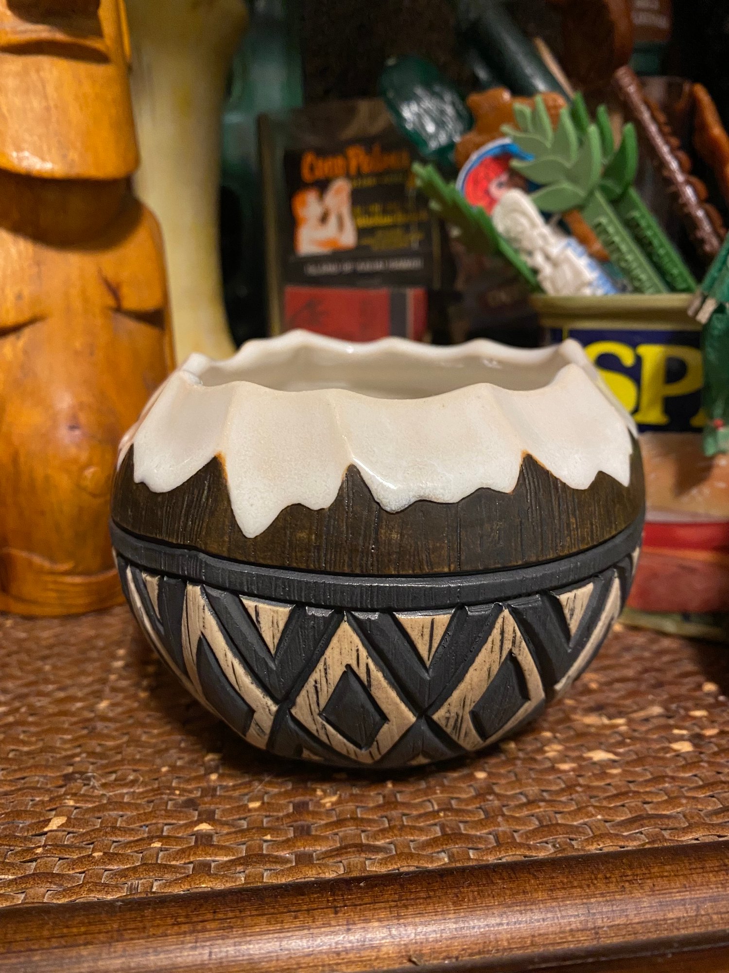 Image of 12oz Fijian Tapa Inspired Coconut Mug (e) - US Shipping Included 