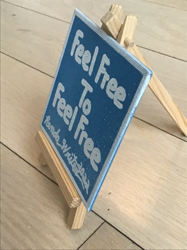 4” x 4” Canvas Panel with Easel • Feel Free to Feel Free (blue)