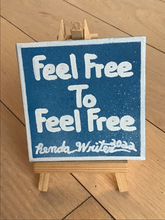4” x 4” Canvas Panel with Easel • Feel Free to Feel Free (blue)