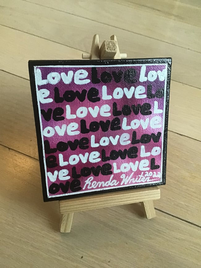 4” x 4” Canvas Panel with Easel • Love • Love • Love