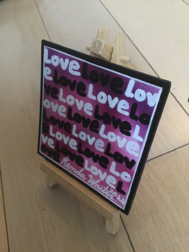 4” x 4” Canvas Panel with Easel • Love • Love • Love