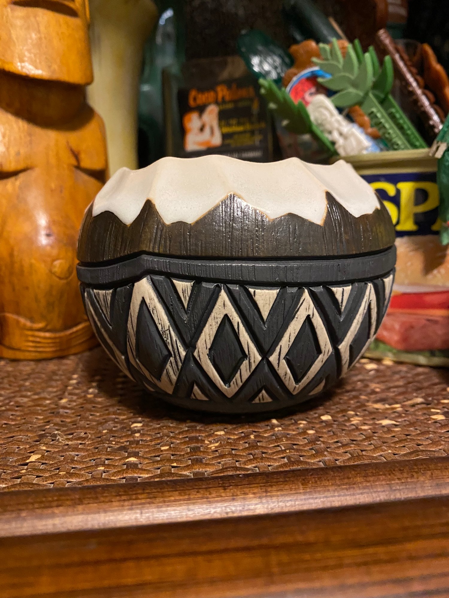 Image of 12 oz Fijian Tapa Inspired Coconut Mug (f) - US Shipping Included 